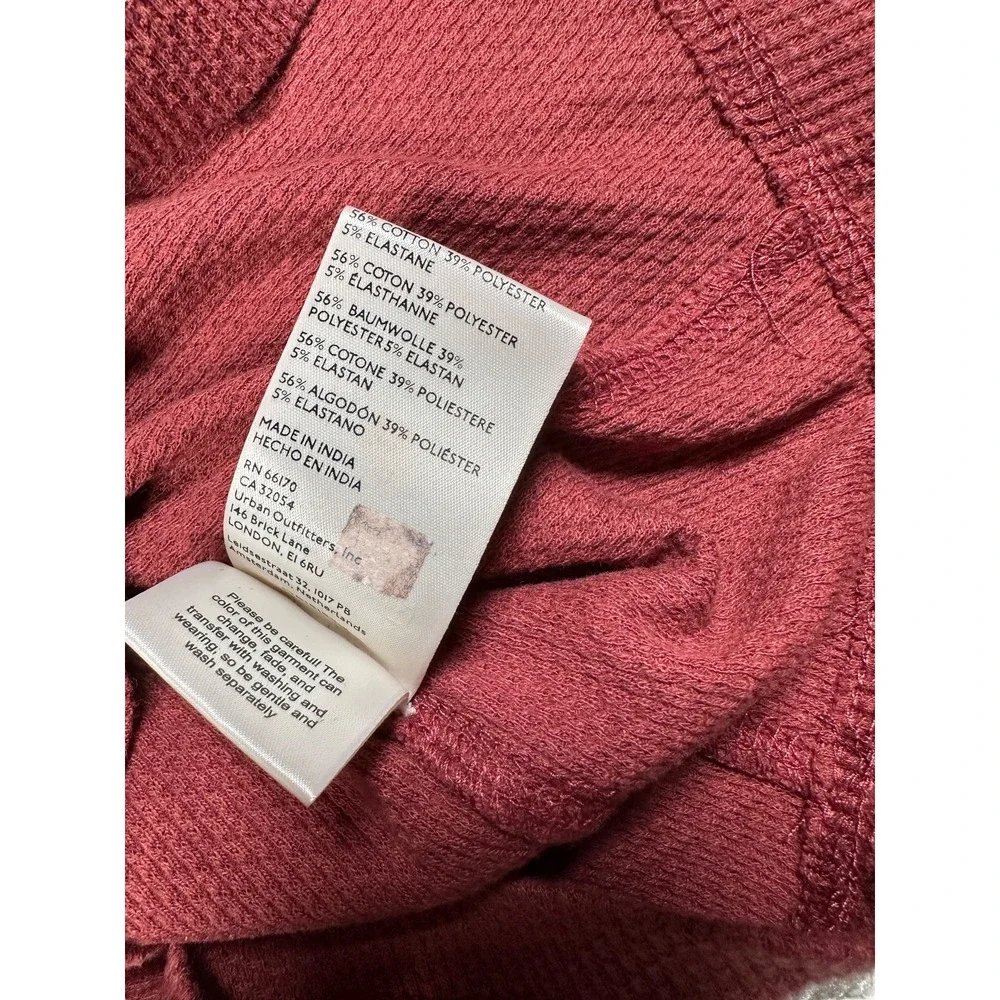 Free People A Litte Unruly Thermal Top L Studded Square Neck Red Boho Grunge